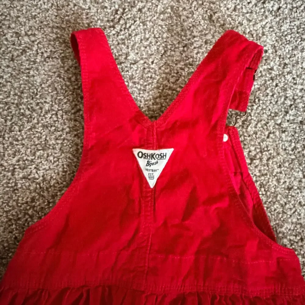 OshKosh B'gosh Red Overall Dress Girls Size 5T